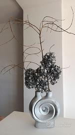 Vaso in ceramica argentato