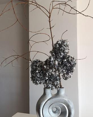 Vaso in ceramica argentato