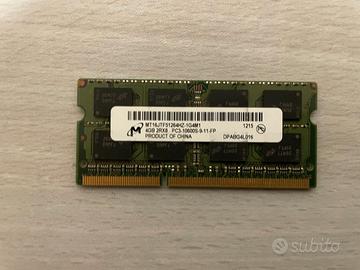 RAM 4GB DDR3 PC3-10600S per Notebook