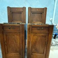 Coppia di comodini in legno con piano in marmo
