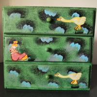 Scatola di legno dipinto portagioie