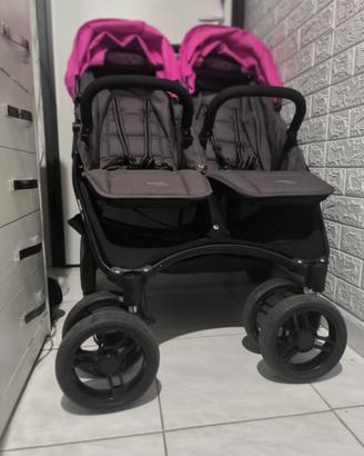 Knorrtoys Passeggino Gemellare Per Bambole Duo, Rosa, Con Tettuccio E Cestello, Per Due Bambole Fino A 50 Cm