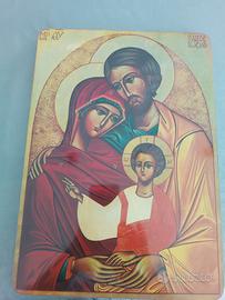 icona sacra famiglia su legno 