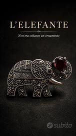 Spilla argento massiccio marcasiti elefante