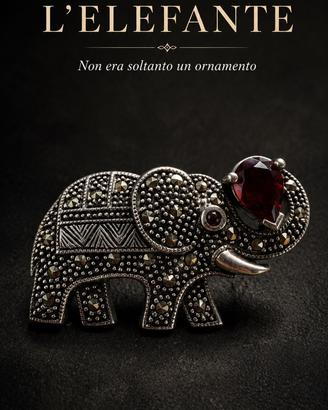 Spilla argento massiccio marcasiti elefante