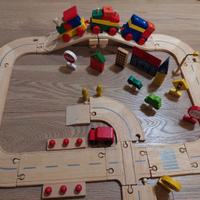 n.55 pz - pista treno di legno larga per bambini 