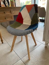 Sedia imbottita multicolore patchwork