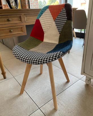 Sedia imbottita multicolore patchwork