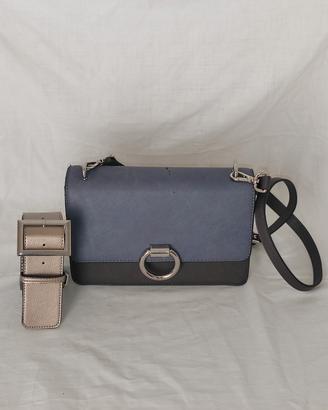 Borsa a tracolla blu/grigio + tracolla larga