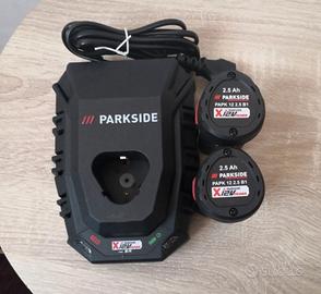 2 batterie 2,5ah 12v + Caricabatt 6a Parkside