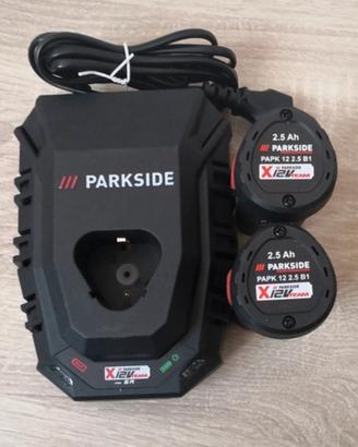 2 batterie 2,5ah 12v + Caricabatt 6a Parkside
