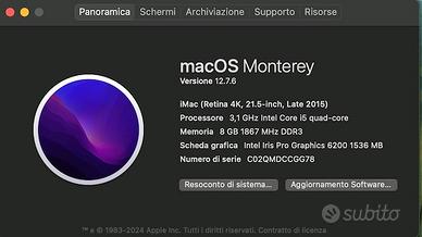 iMac (Retina 4k, 21,5 inch, Late 2015); RAM: 8GB - Informatica In ...