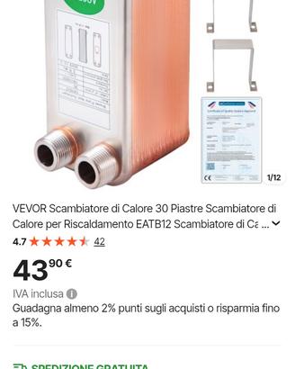 SCAMBIATORE DI CALORE vevor a piastre