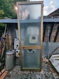 PORTA FINESTRA ALLUMINIO VETRO SATINATO 77 x 230