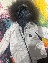 Giubbino  rosa perla con cappuccio pelliccia