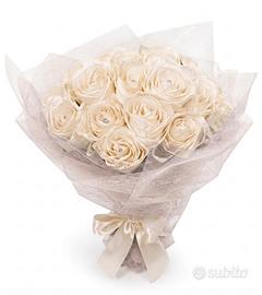 bouquet di 10 rose di nastro fatte a mano