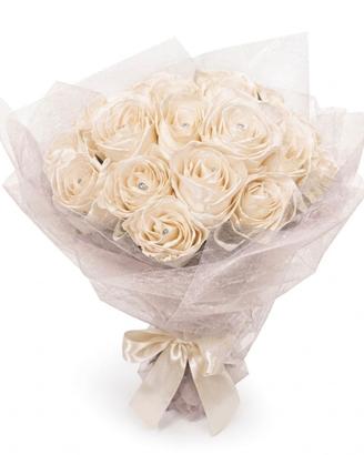bouquet di 10 rose di nastro fatte a mano