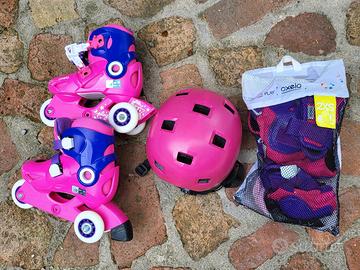 roller oxelo bambina, casco e kit protezioni