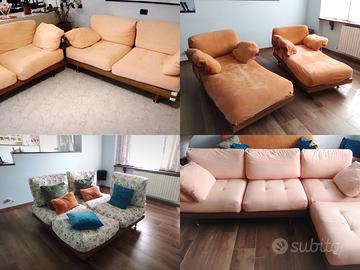 Due divani trasformabili in chaise longue e isola