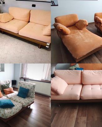 Due divani trasformabili in chaise longue e isola
