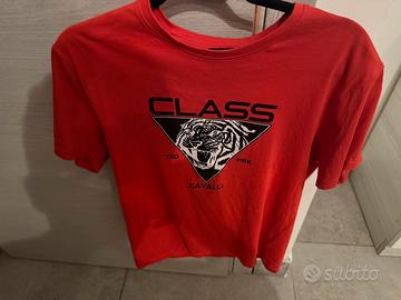 Roberto Cavalli T-Shirt Rossa con logo tigre