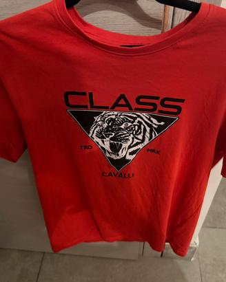 Roberto Cavalli T-Shirt Rossa con logo tigre