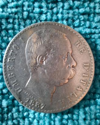 Moneta Umberto I 2 lire 1887