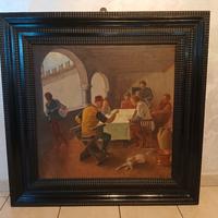 Antico dipinto olio su tela 