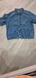 camicia a jeans con bottoni benetton