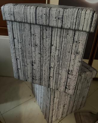 Pouf Contenitore, Sgabello Poggiapiedi, Pieghevole