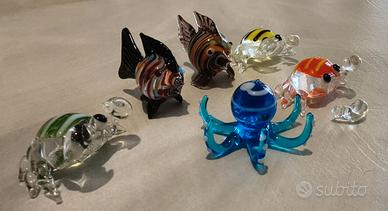 6 Mini statuette realizzate in vetro di murano 