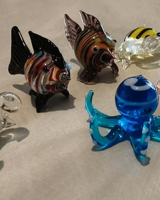 6 Mini statuette realizzate in vetro di murano 