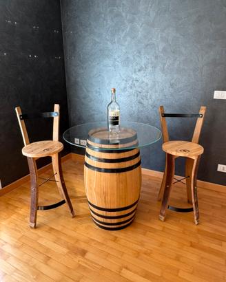 Botte con  sgabelli in rovere