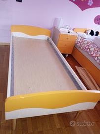 Letto singolo betulla e mandarino