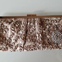 Pochette clutch seta ricamata Caractère champagne