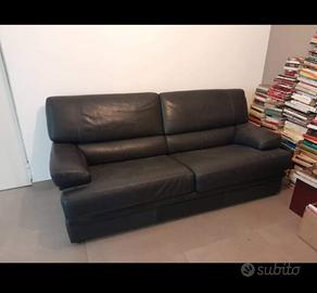 Divano in pelle blu scuro