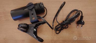 Faretto con pinza nero, max 100 W, attacco E27