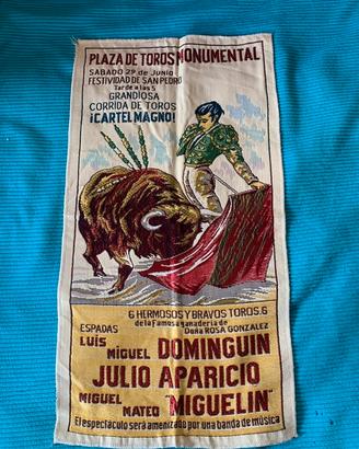 Poster tessile Dominguin corrida anni 70