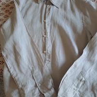 Camicia uomo 100% lino, tg. M, beige, Nuova