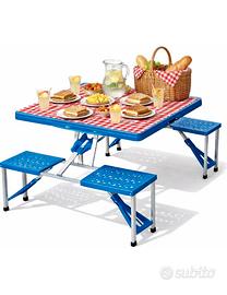 Tavolo pic nic pieghevole con 4 sedie