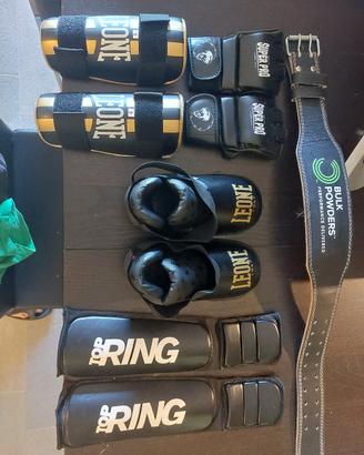 Set protezioni Kickboxing/Muay Thai  + cintura
