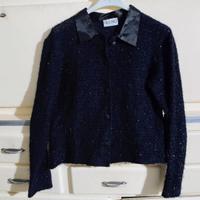 Giacca maglia lurex con bottoni e collo in raso S