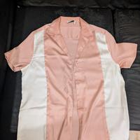 Camicia in Raso Rosa - Collo Rever - Taglia M 