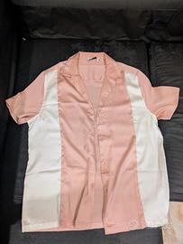 Camicia in Raso Rosa - Collo Rever - Taglia M 