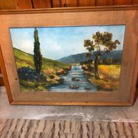 Paesaggio - Dipinto a mano con cornice vintage