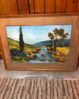 Paesaggio - Dipinto a mano con cornice vintage