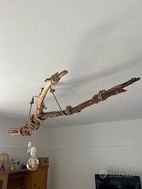 Lampadario in legno artigianale