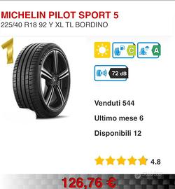 Gomme michelin pilot sport5 225 40 18 92Y XL