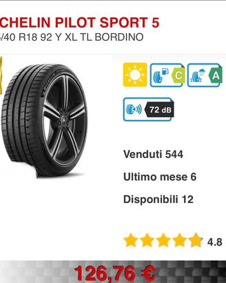 Gomme michelin pilot sport5 225 40 18 92Y XL