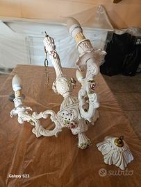 lampadario di ceramica di capodimonte 